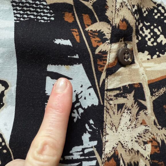 Natural Issue Vintage Hawaiian Shirt Rayon Black Palm Tree Surf Print Men’s M - Picture 4 of 5